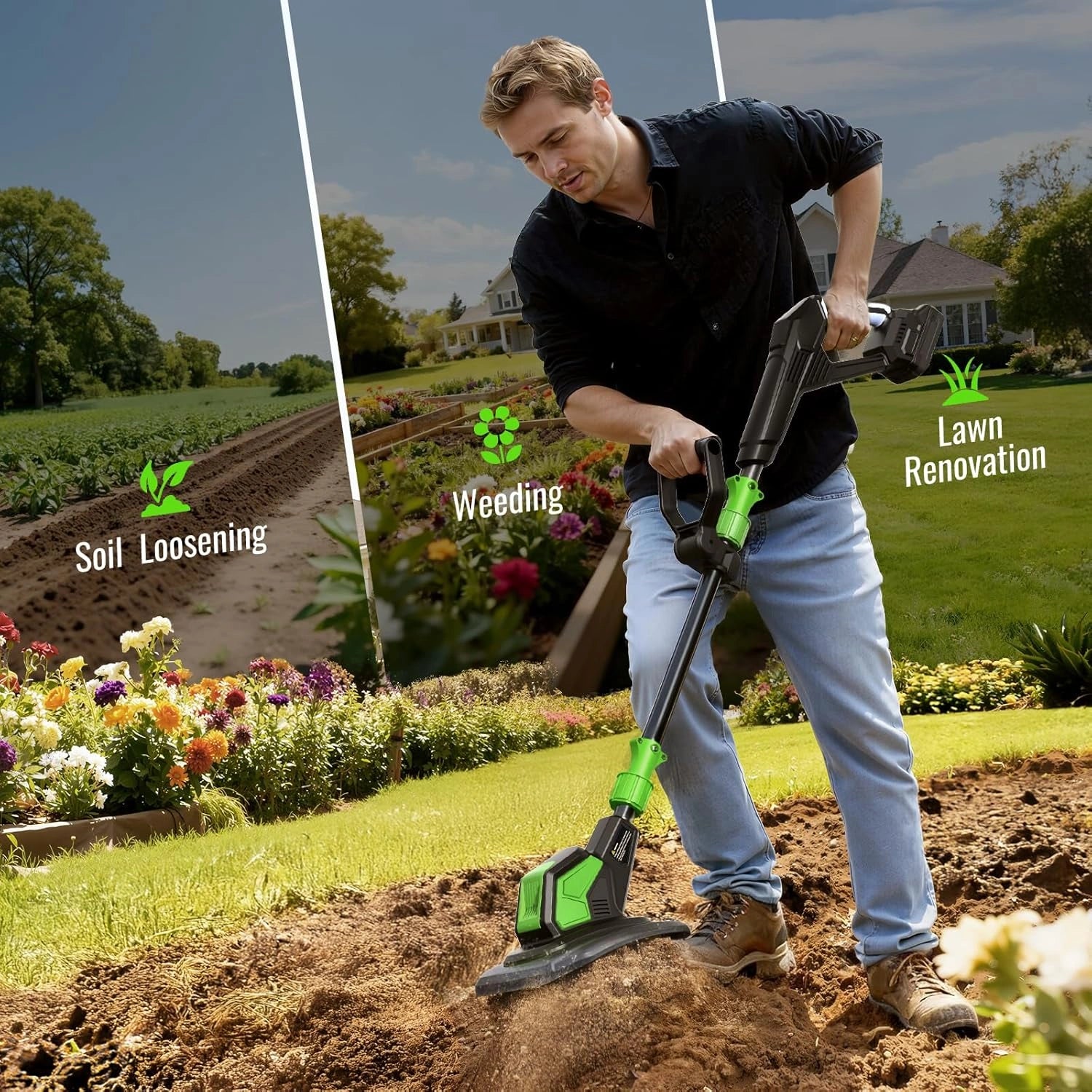 T20 Electric Garden Tiller (2 x Batteries)
