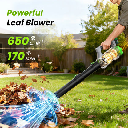 20V 650CFM Cordless Leaf Blower (2 x Batteries and Charger)