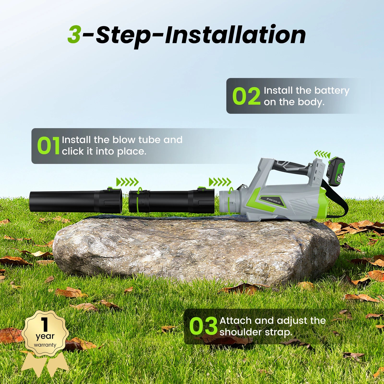 20V 650CFM Cordless Leaf Blower (2 x Batteries and Charger)